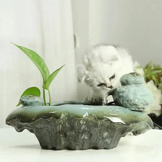 Fontaine à eau chat en grenouille - Design apaisant Griffe d'Amour