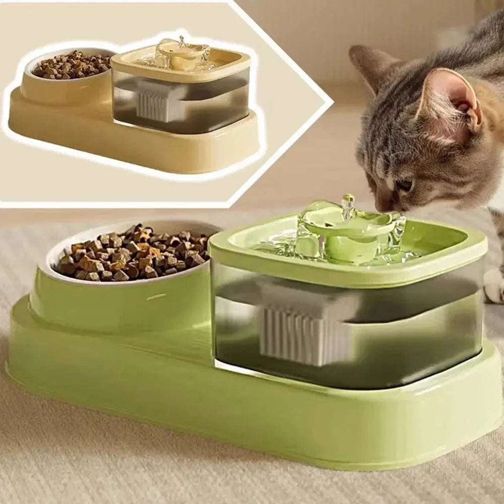Fontaine à eau et croquette chat - Hydratation et repas faciles Griffe d'Amour
