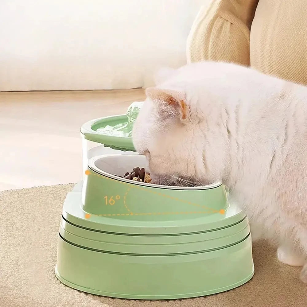 Fontaine à eau et croquette chat - Hydratation et repas faciles Griffe d'Amour