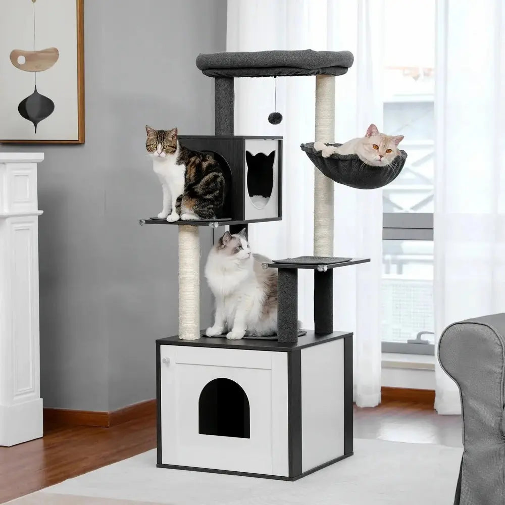 Arbre à chat avec litière - Espace rangement pour la litière Griffe d'Amour