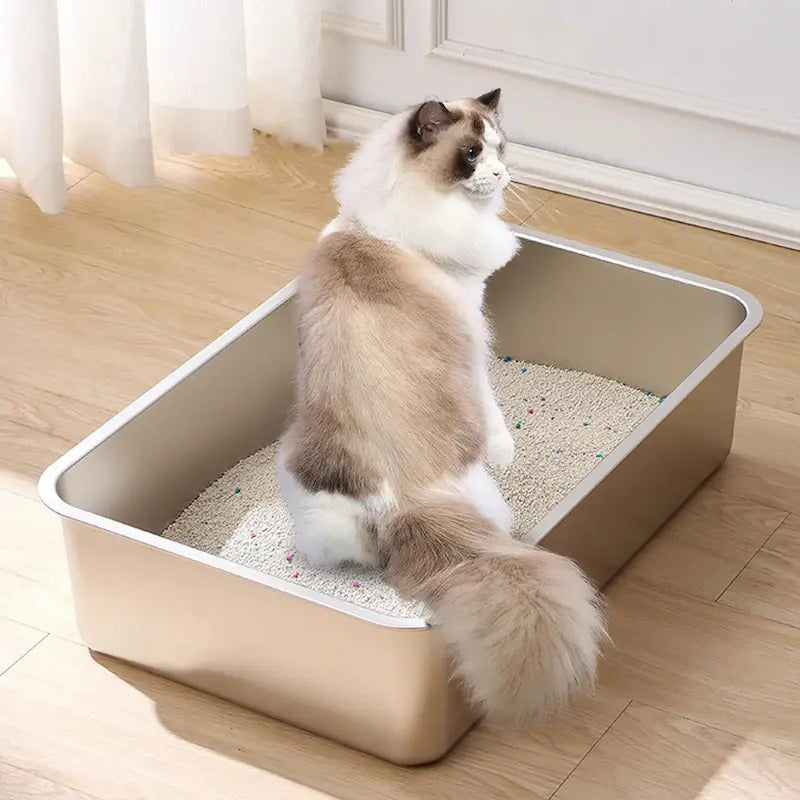 Bac à litière rectangle en inox
