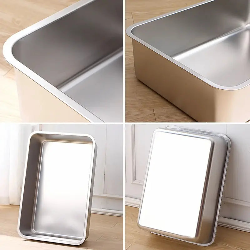 Bac à litière rectangle en inox