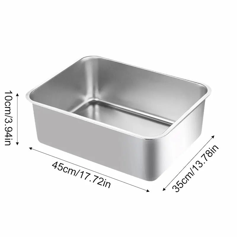 Bac à litière rectangle en inox