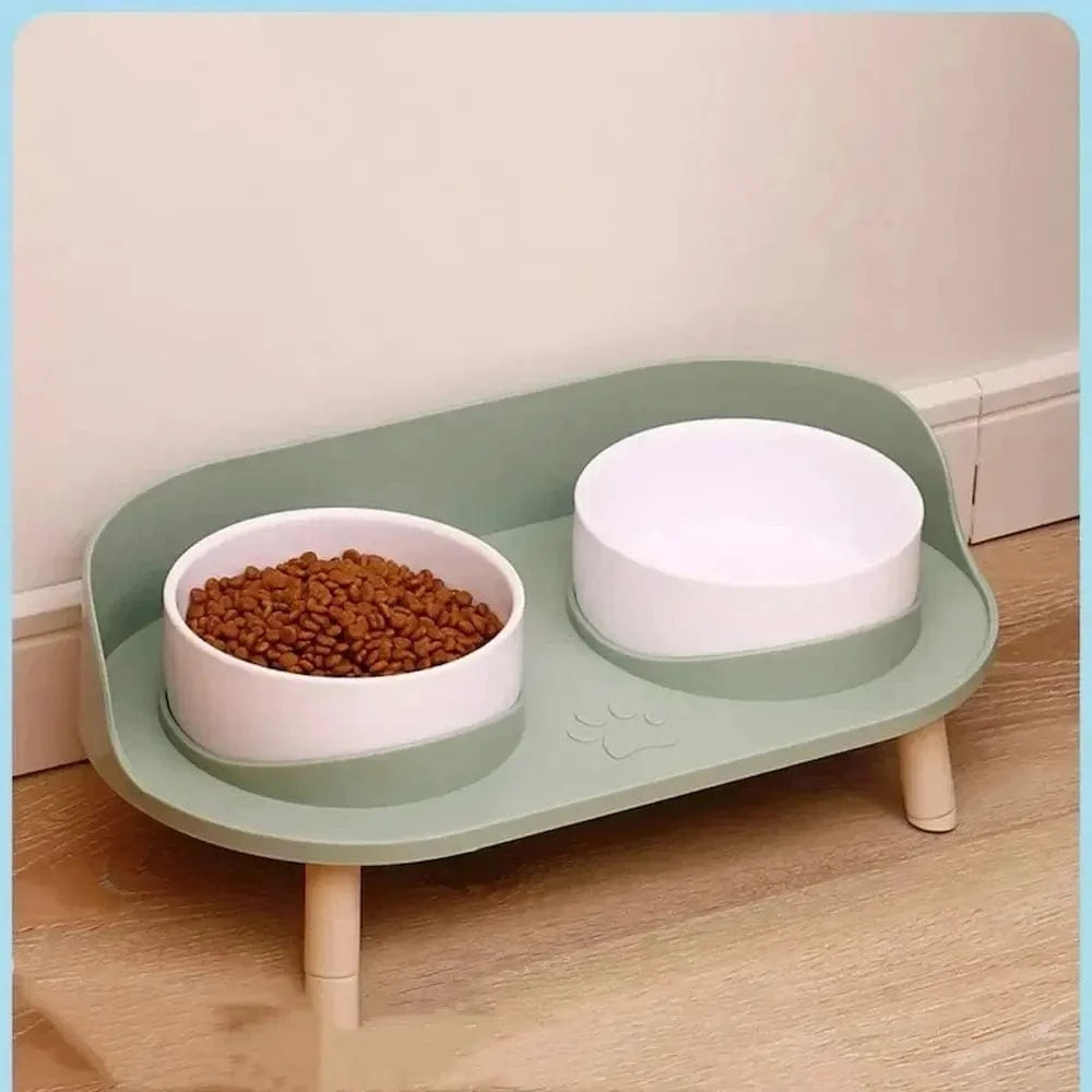 Bol double pour chat - Nourriture + eau sans renversement Griffe d'Amour