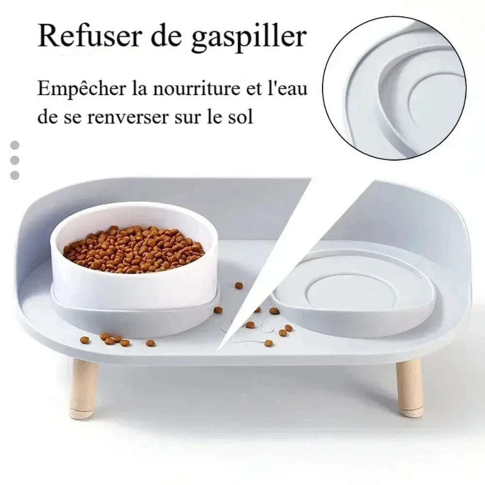 Bol double pour chat - Nourriture + eau sans renversement Griffe d'Amour
