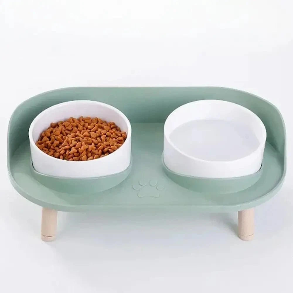 Bol double pour chat - Nourriture + eau sans renversement Griffe d'Amour