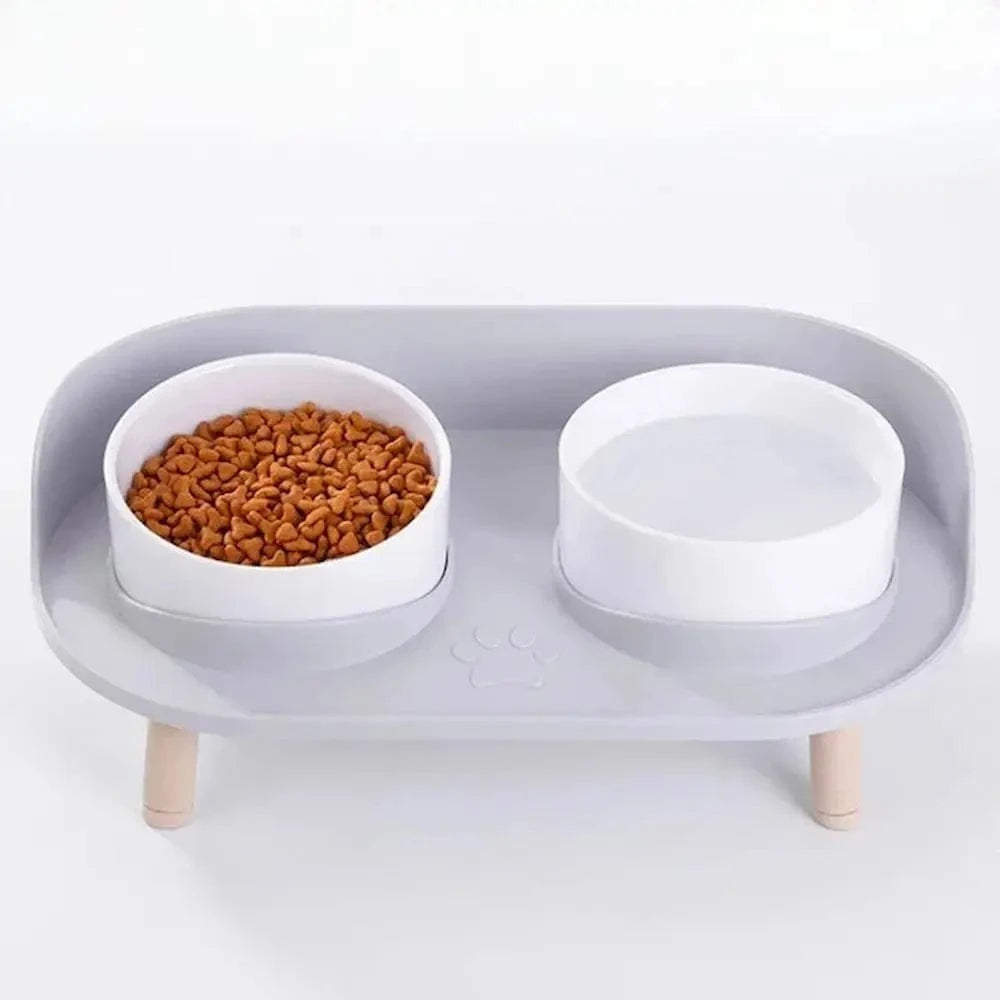 Bol double pour chat - Nourriture + eau sans renversement Griffe d'Amour