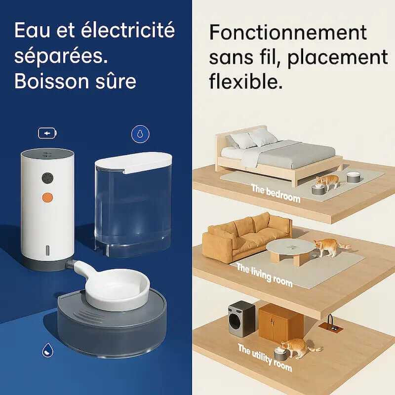 Fontaine à eau chat sans filtre - 3L & autonomie sans recharge Griffe d'Amour