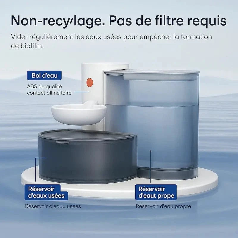 Fontaine à eau chat sans filtre - 3L & autonomie sans recharge Griffe d'Amour