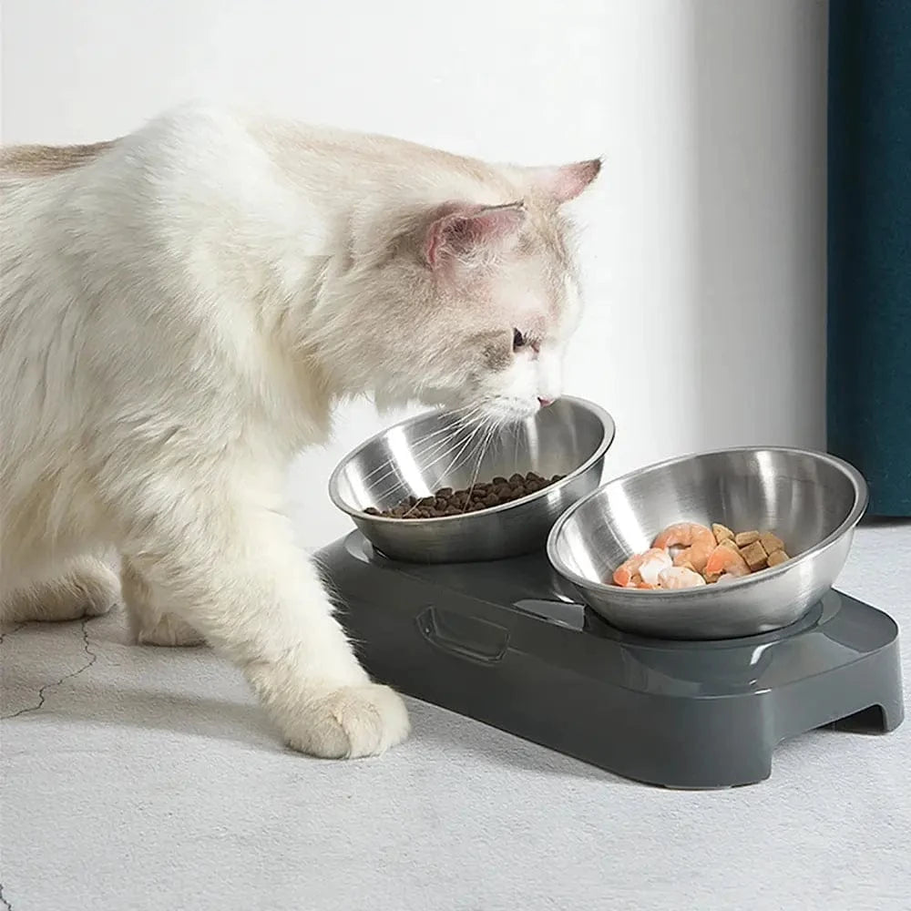 Gamelle chat surélevée inox - Anti-vomissements efficace Griffe d'Amour