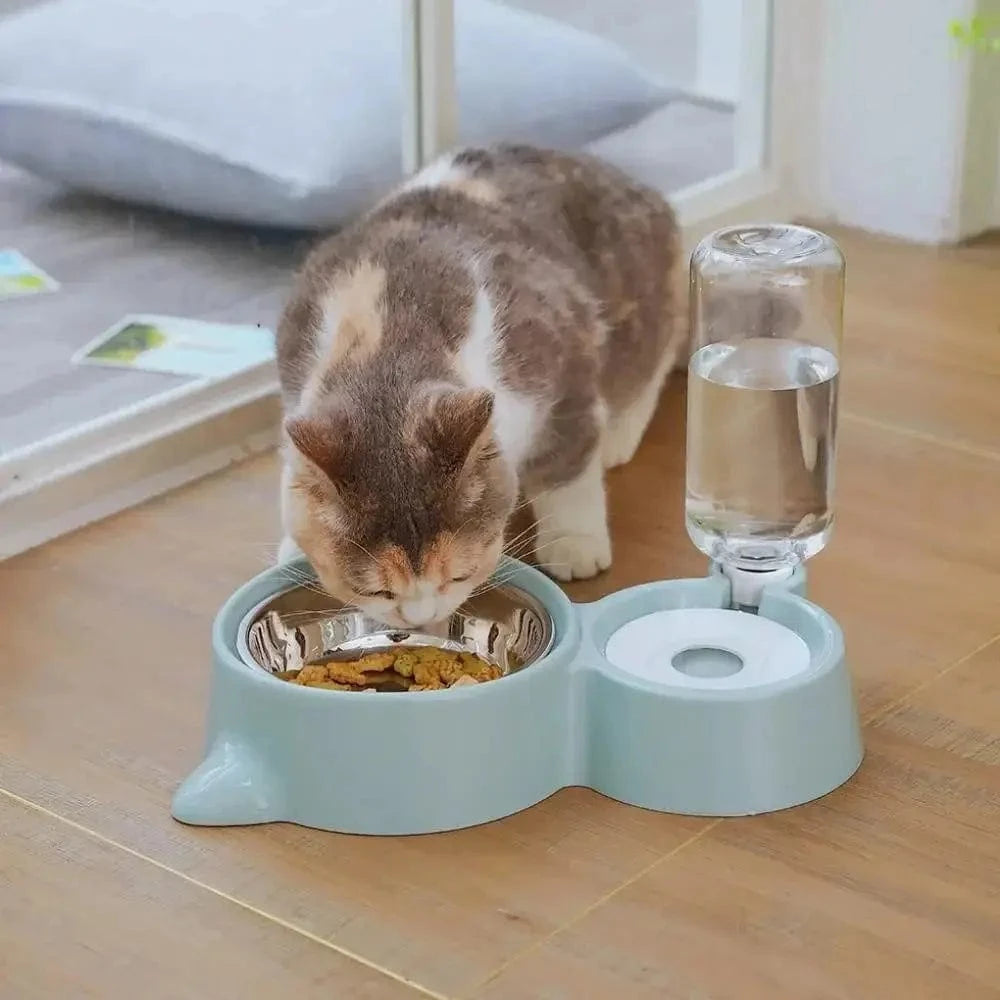Gamelle croquettes et eau pour chat - 2 en 1 pratique Griffe d'Amour