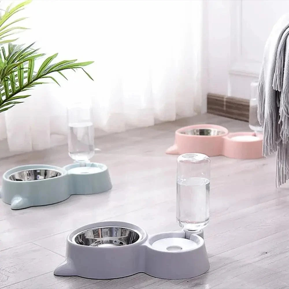 Gamelle croquettes et eau pour chat - 2 en 1 pratique Griffe d'Amour
