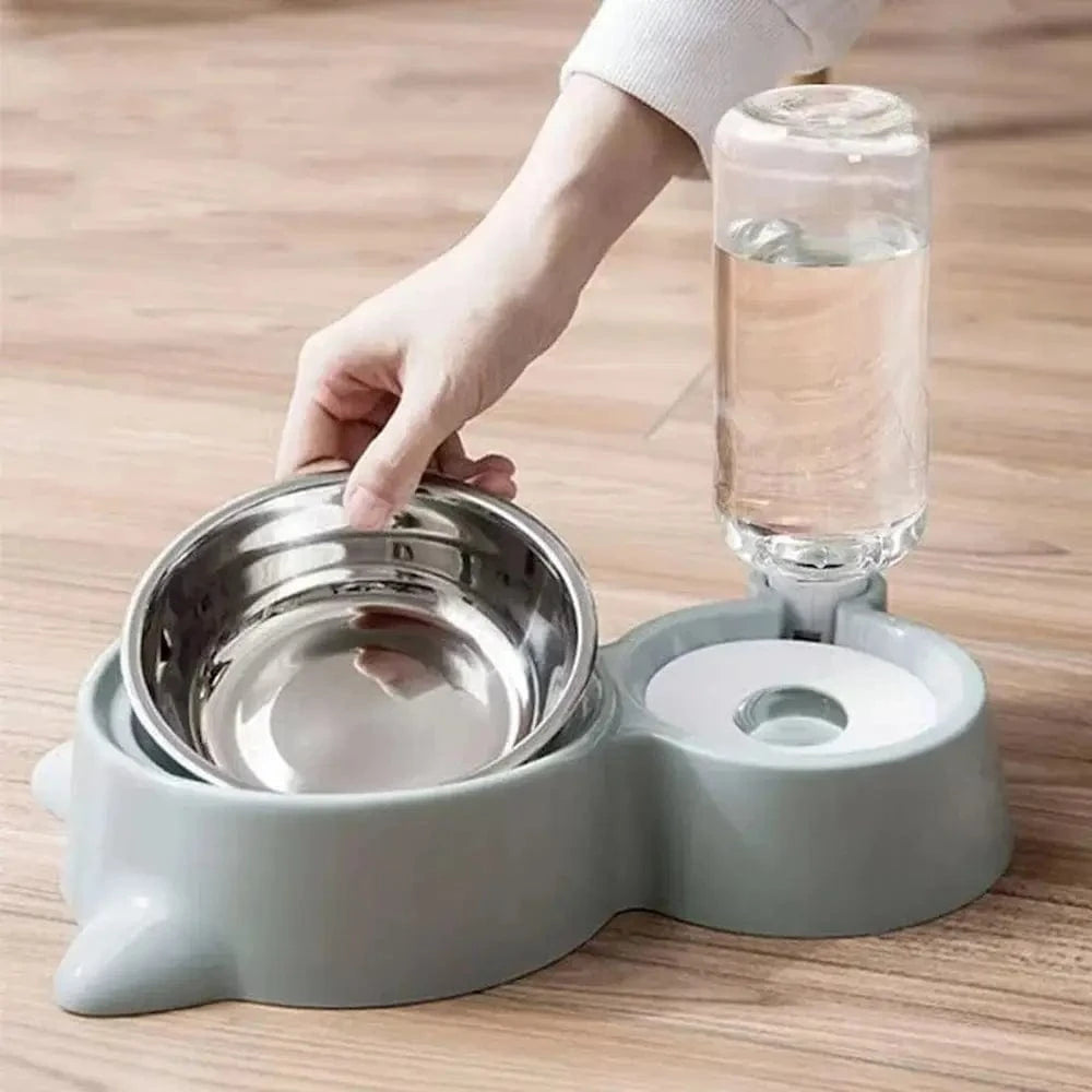 Gamelle croquettes et eau pour chat - 2 en 1 pratique Griffe d'Amour