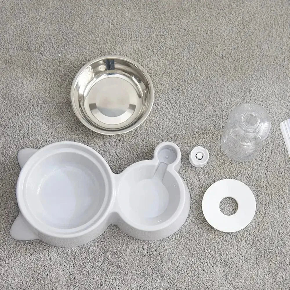 Gamelle croquettes et eau pour chat - 2 en 1 pratique Griffe d'Amour
