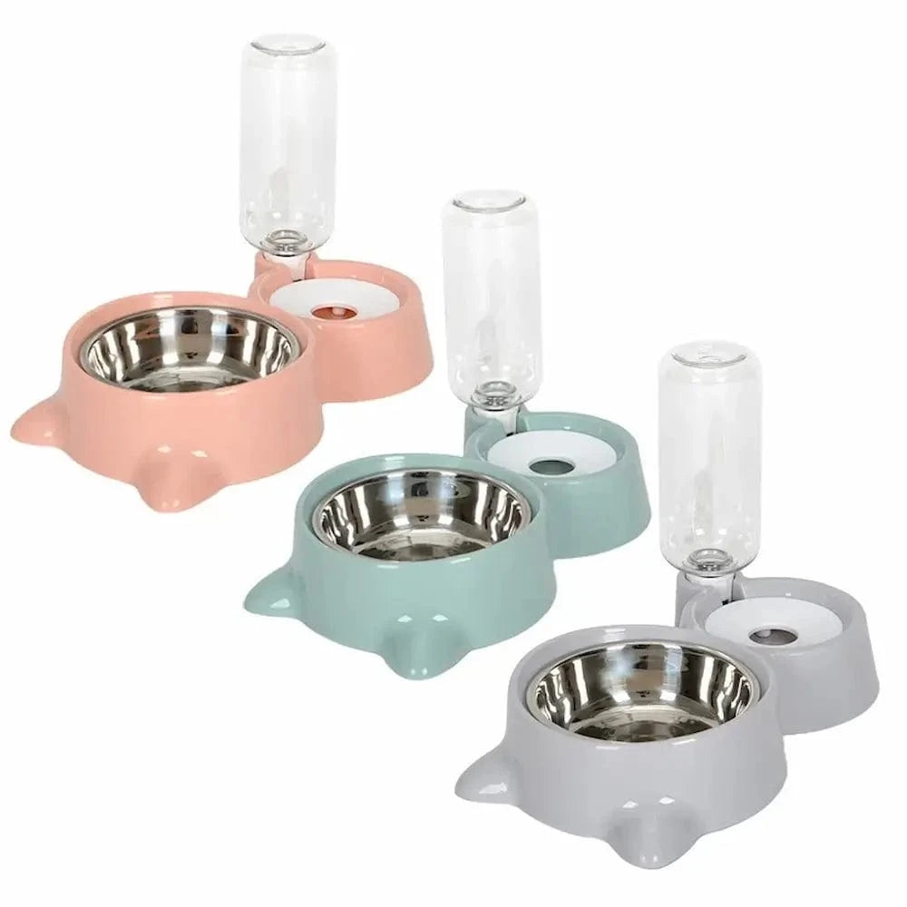 Gamelle croquettes et eau pour chat - 2 en 1 pratique Griffe d'Amour