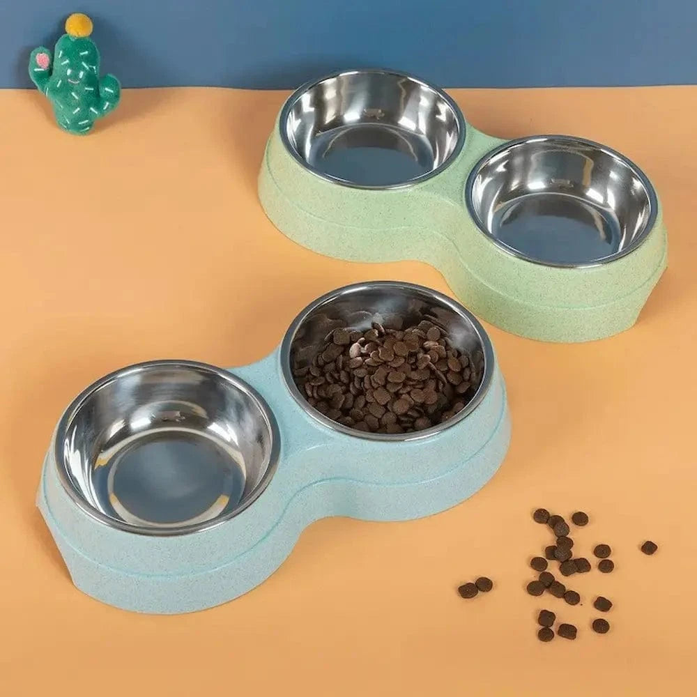 Gamelle double inox chat - Pratique, antidérapante et stable Griffe d'Amour