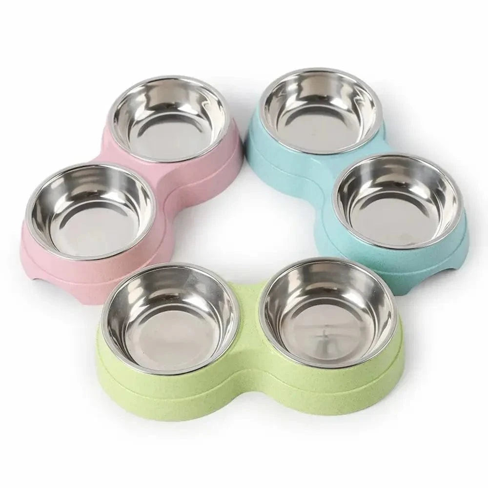 Gamelle double inox chat - Pratique, antidérapante et stable Griffe d'Amour