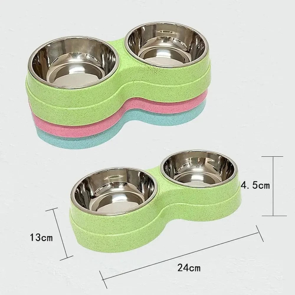 Gamelle double inox chat - Pratique, antidérapante et stable Griffe d'Amour