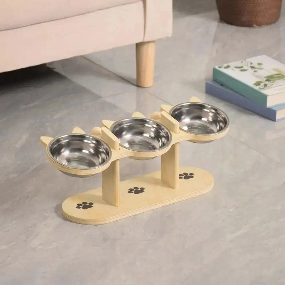 Gamelle triple pour chat - Repas zen et digestion facile Griffe d'Amour