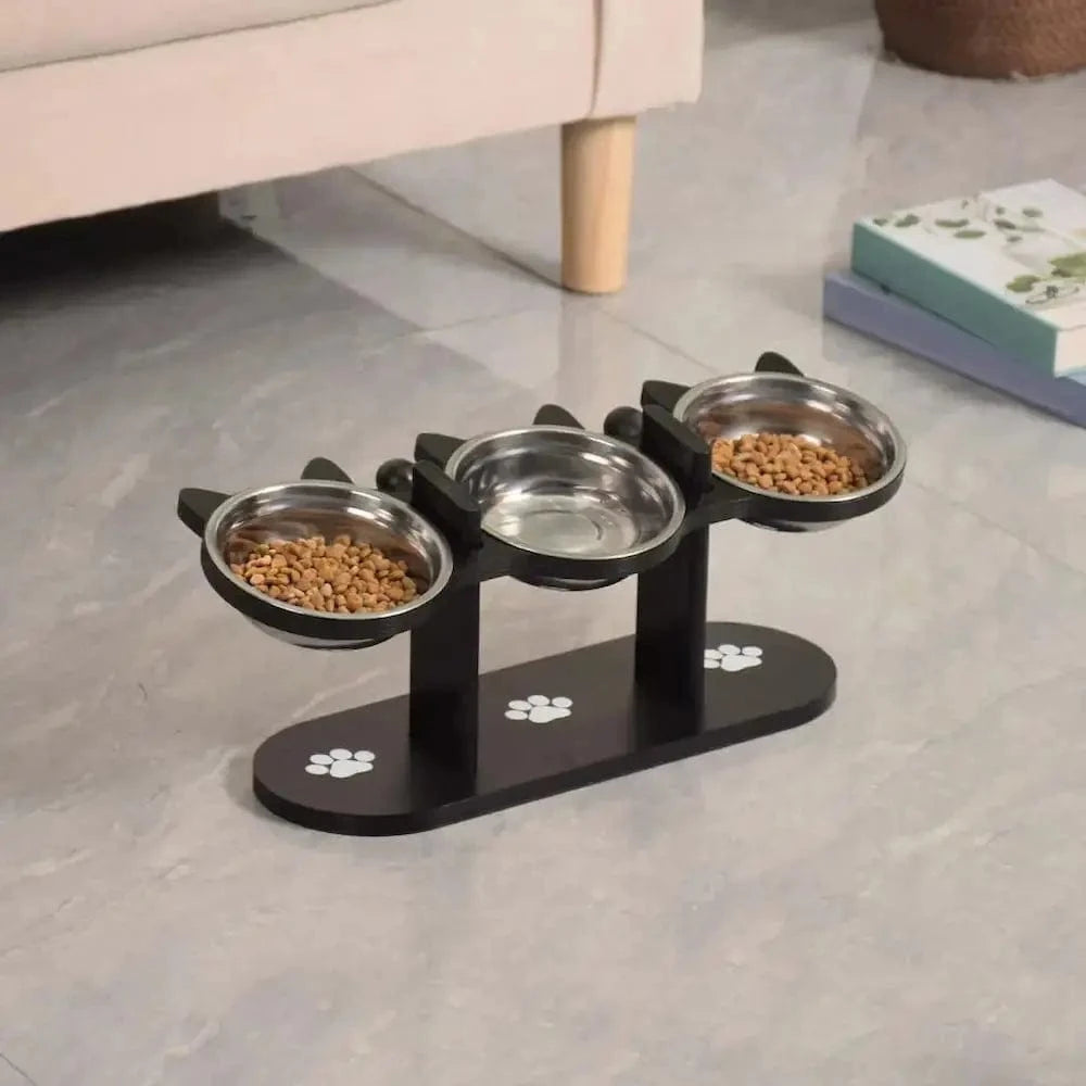 Gamelle triple pour chat - Repas zen et digestion facile Griffe d'Amour