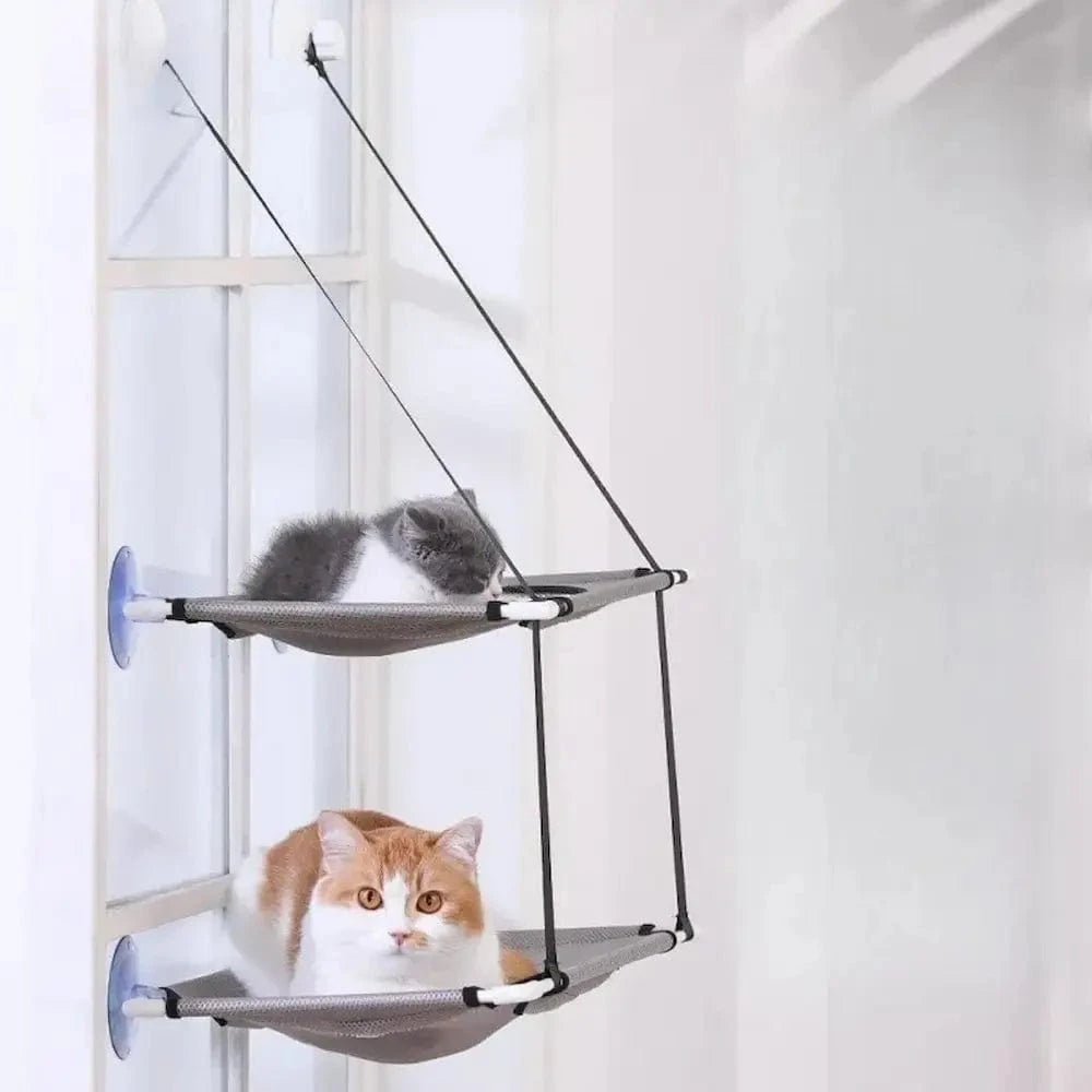Hamac double pour chat - Repos en hauteur, 2 niveaux spacieux Griffe d'Amour