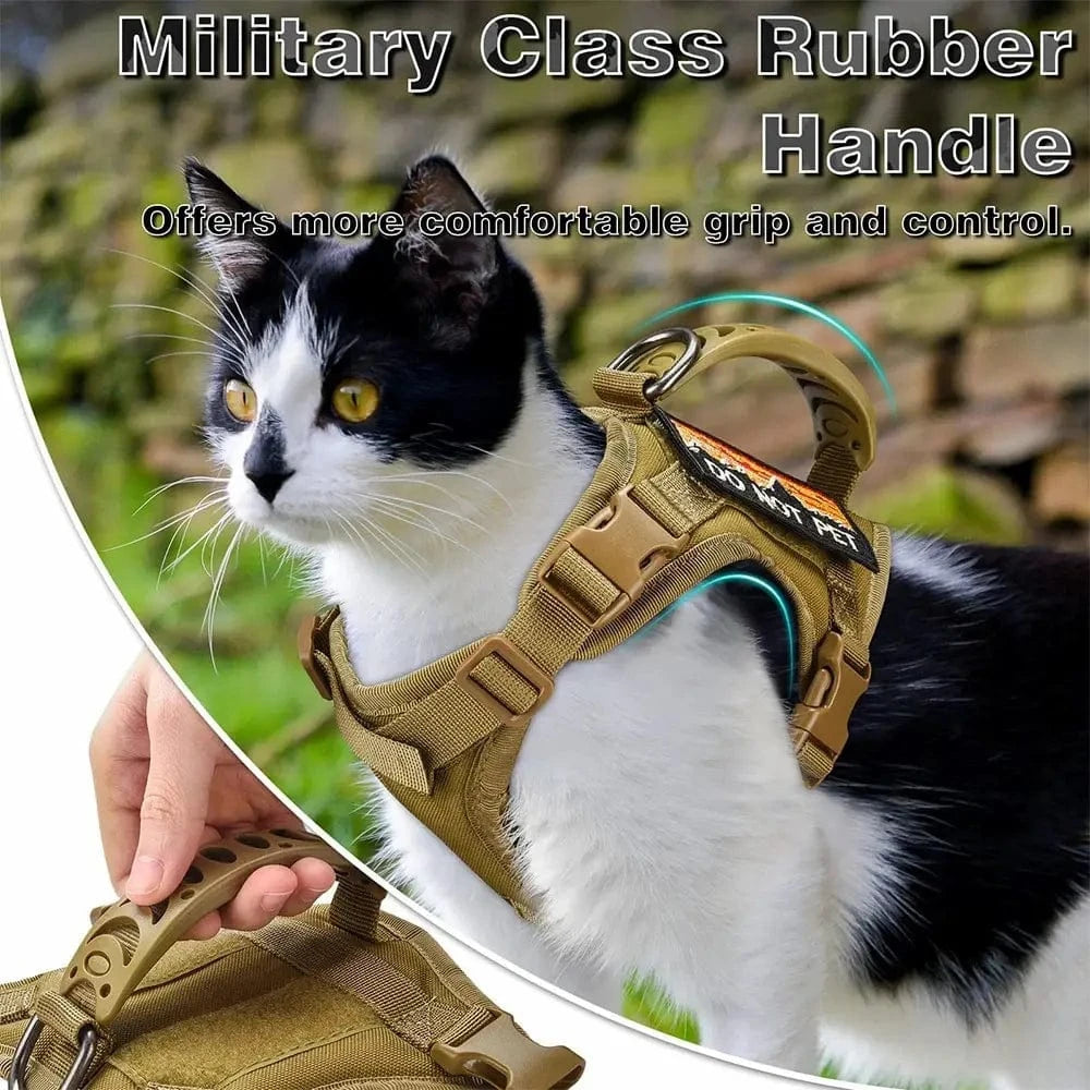 Harnais tactique chat ajustable - Anti-fugue & ultra confort Griffe d'Amour