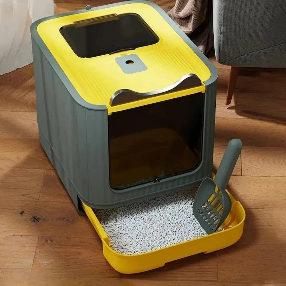 Maison de toilette pliable pour chat - Gain de place et hygiène Griffe d'Amour