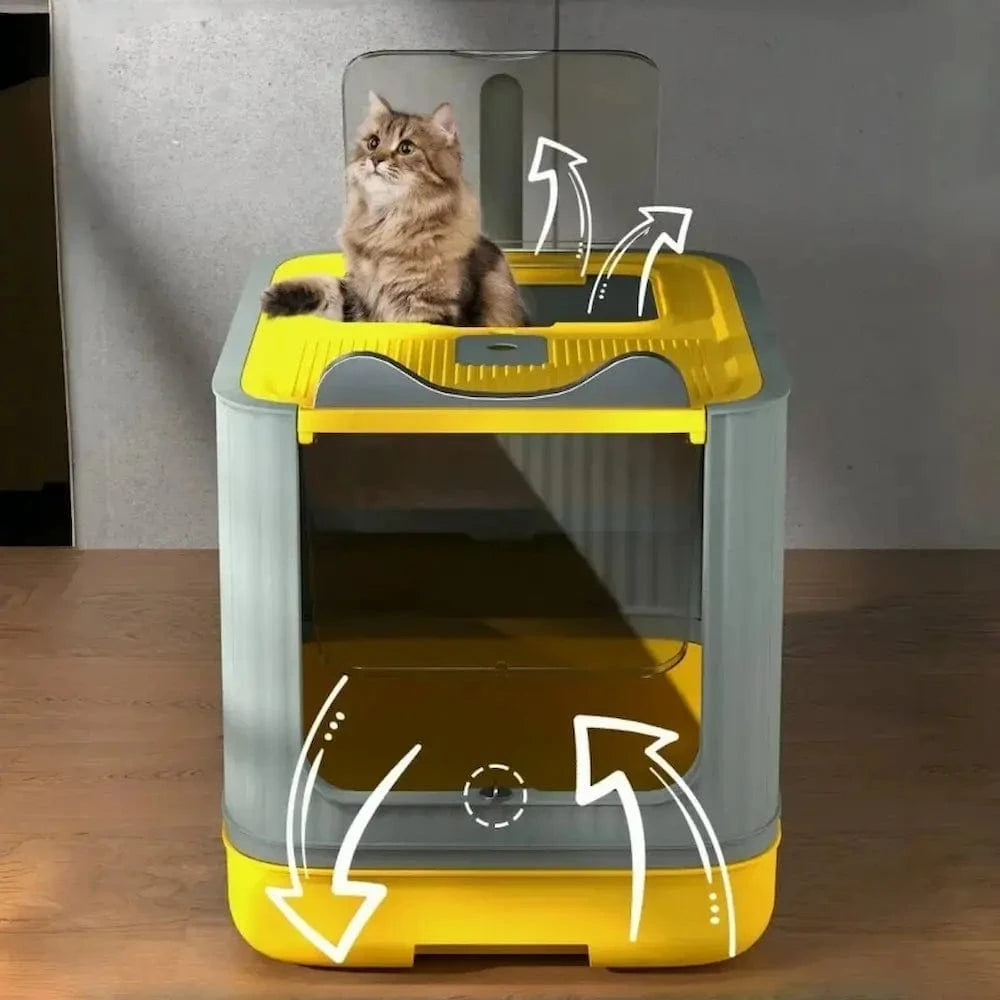 Maison de toilette pliable pour chat - Gain de place et hygiène Griffe d'Amour