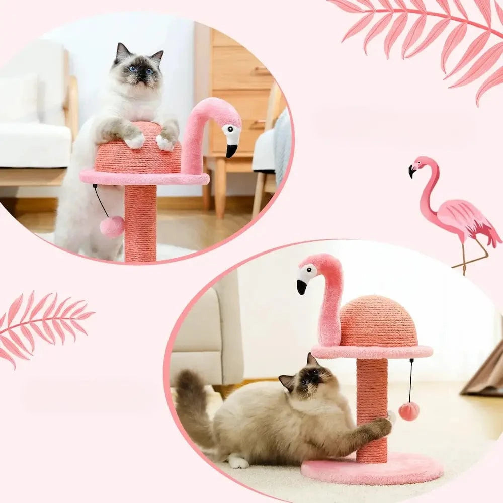 Poteau à griffer chat Flamant rose - Design élégant & pratique Griffe d'Amour