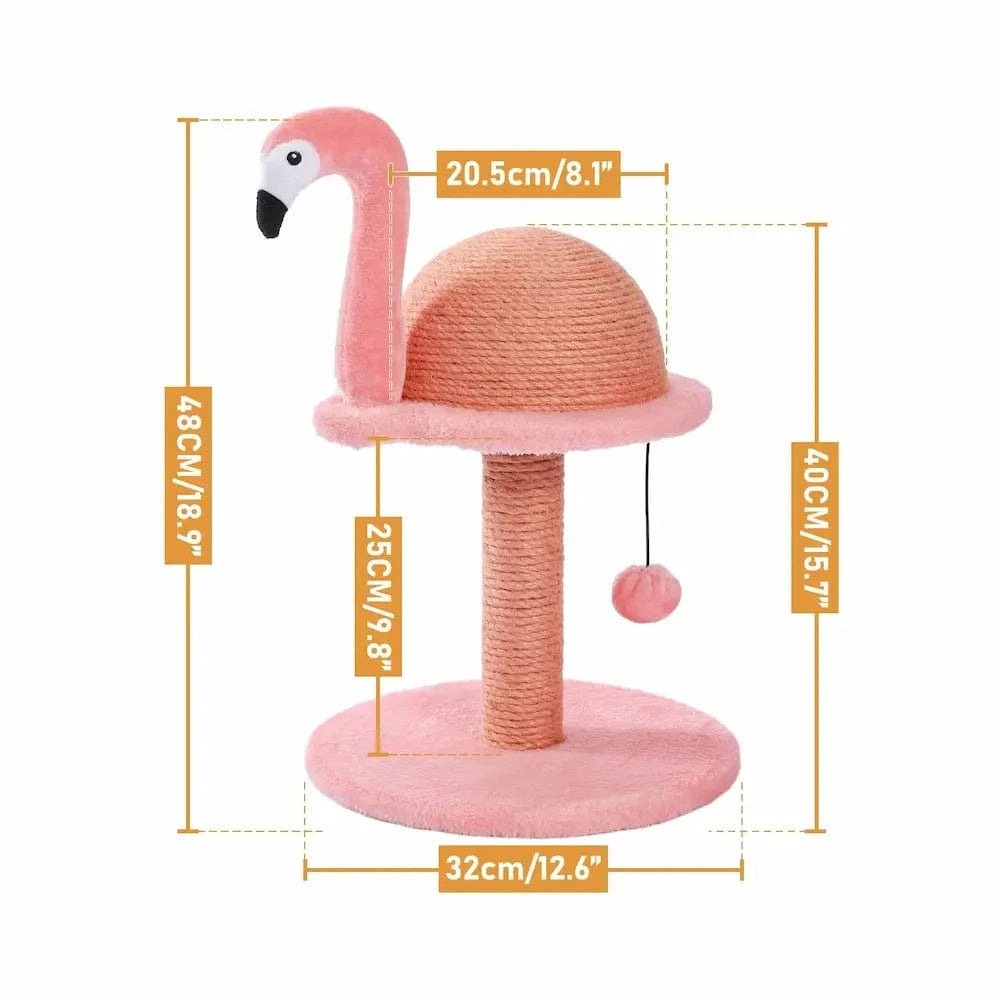 Poteau à griffer chat Flamant rose - Design élégant & pratique Griffe d'Amour