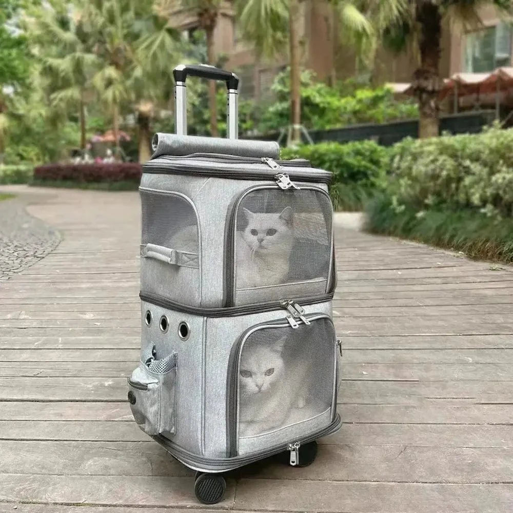 Sac de transport à roulettes pour 2 chats - Ultra confort Griffe d'Amour