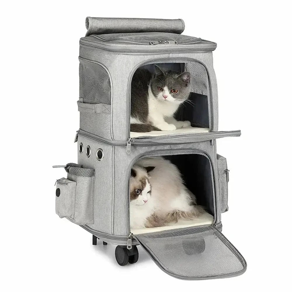 Sac de transport à roulettes pour 2 chats - Ultra confort Griffe d'Amour