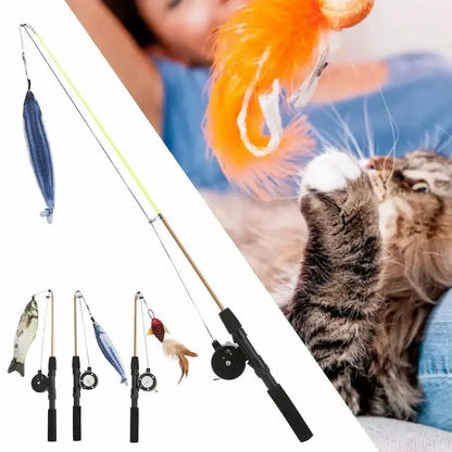 Canne à pêche pour chat