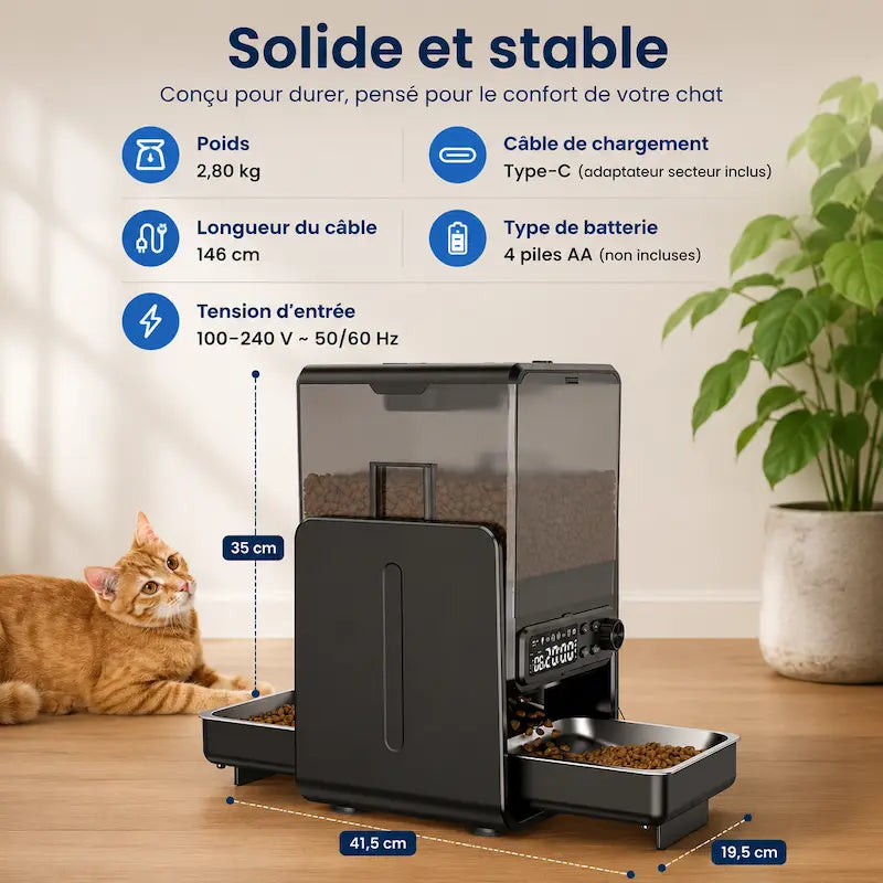 Distributeur de croquettes double pour chat