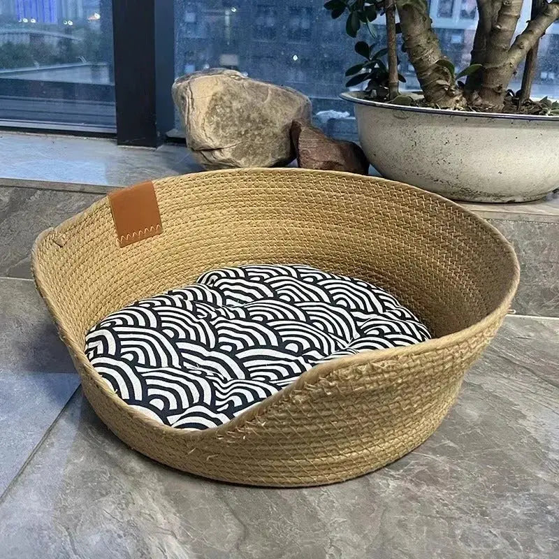 Panier original pour chat en bambou tissé Griffe d'Amour