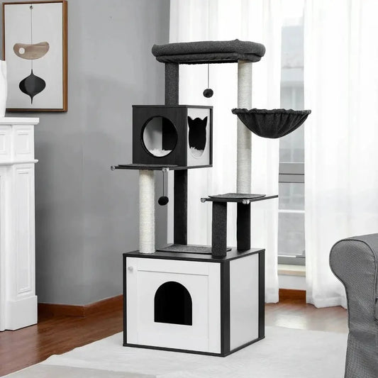 Arbre à chat avec litière - Espace rangement pour la litière Griffe d'Amour