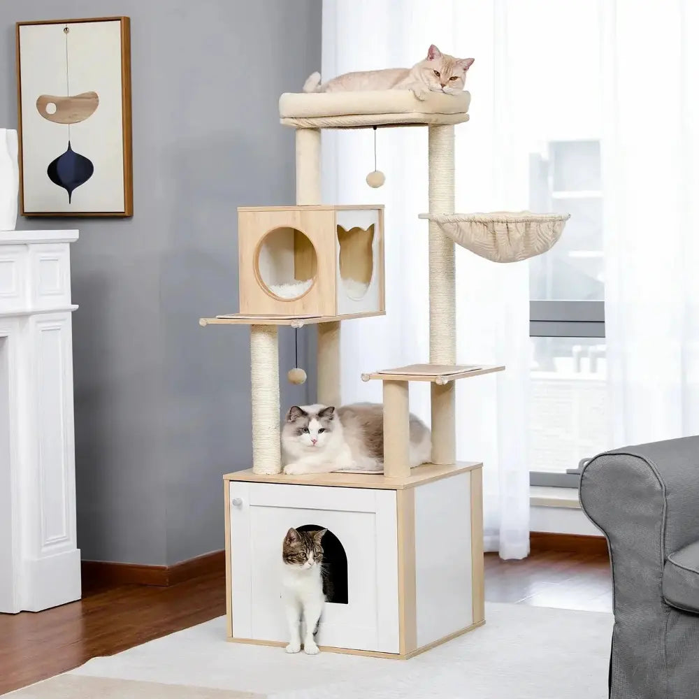 Arbre à chat avec litière - Espace rangement pour la litière Griffe d'Amour