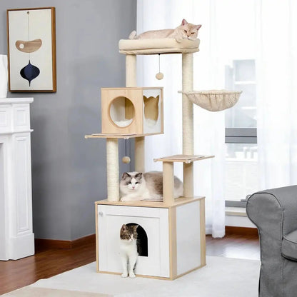 Arbre à chat avec litière - Espace rangement pour la litière Griffe d'Amour