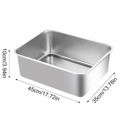 Bac à litière rectangle en inox