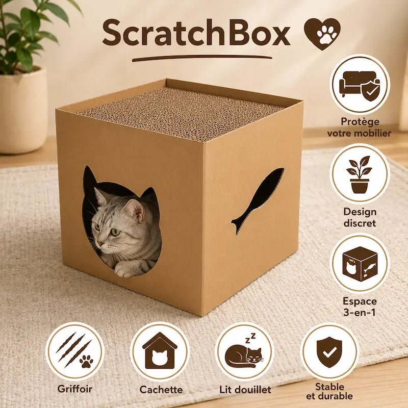 Boîte à gratter chat design - Anti-canapé | ScratchBox