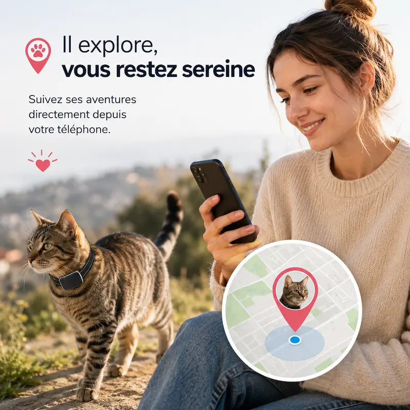Collier GPS chat avec carte SIM