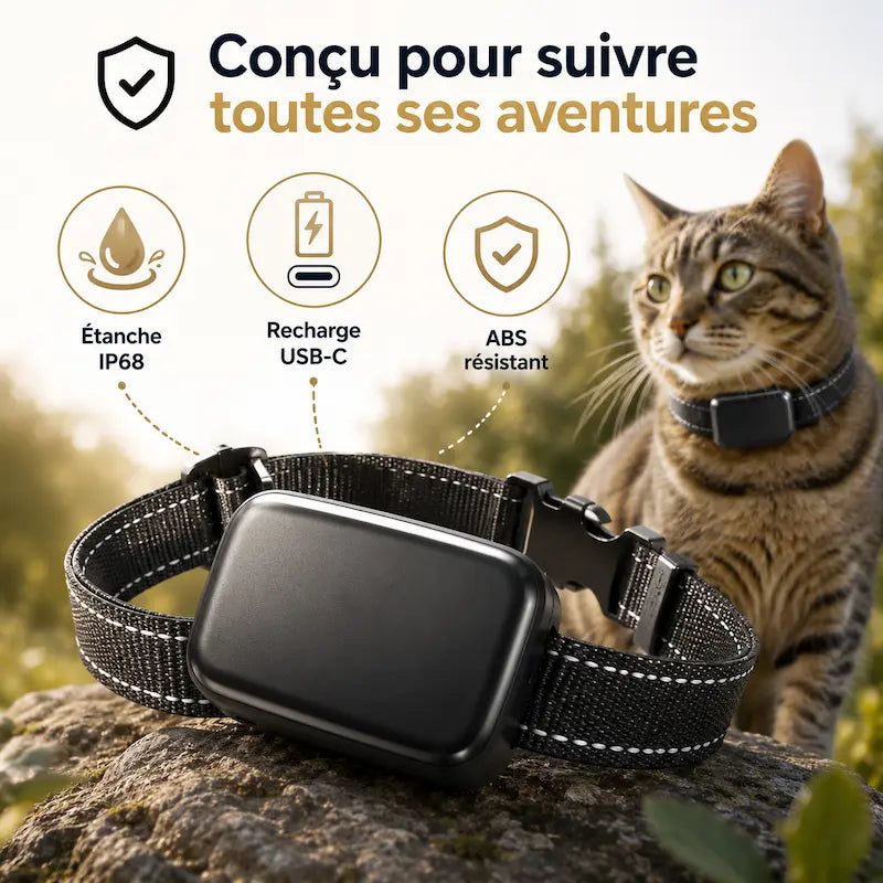 Collier GPS chat avec carte SIM
