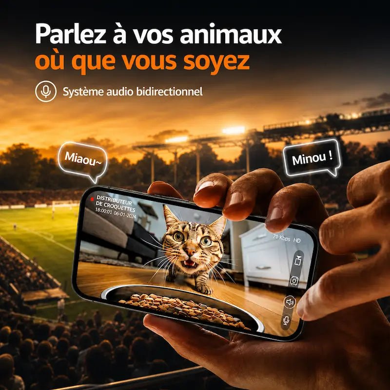 Distributeur de croquettes chat caméra intelligente - Zéro stress | MiaouTech