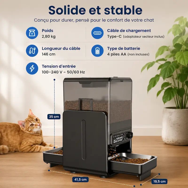 Distributeur de croquettes double pour chat - Repas sereins | DuoZen