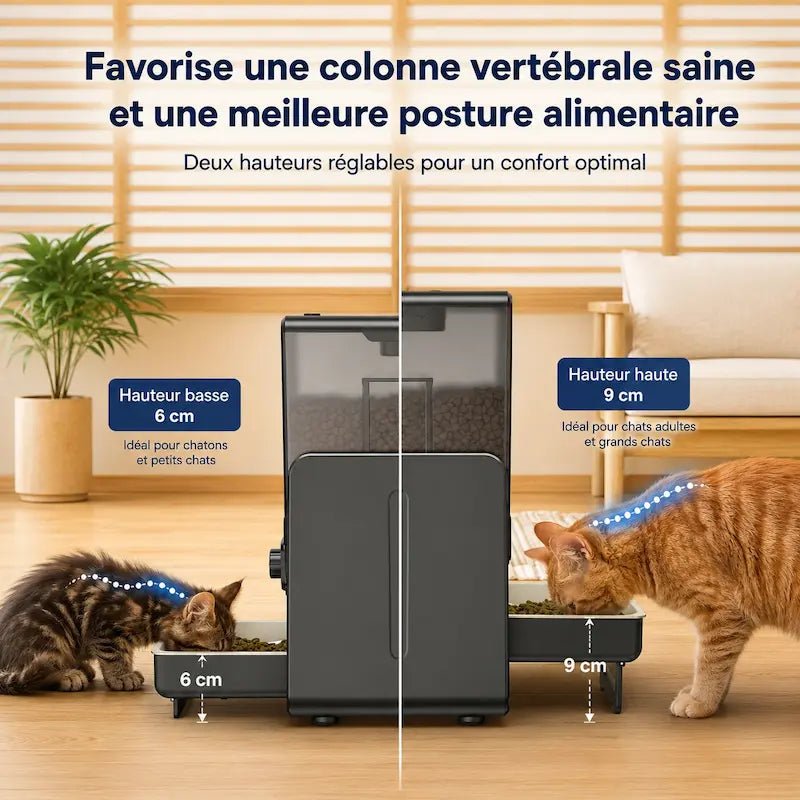 Distributeur de croquettes double pour chat - Repas sereins | DuoZen