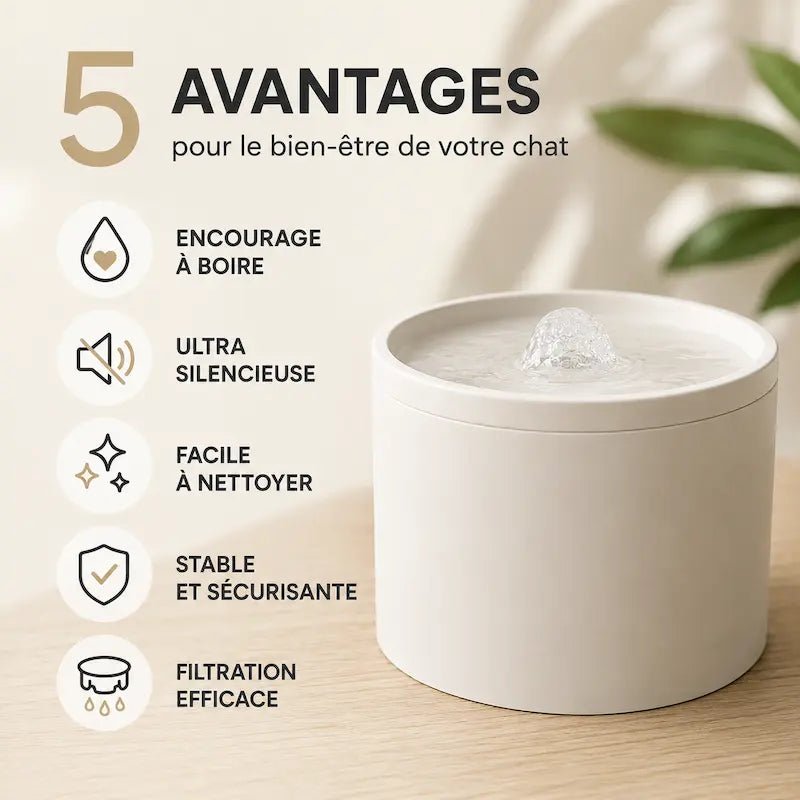 Fontaine à eau chat 1 litre - Compacte & silencieuse | MiniFlow