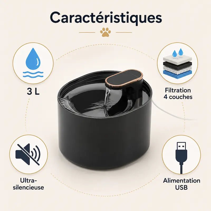 Fontaine à eau chat 3L - Autonomie optimale | MidFlow