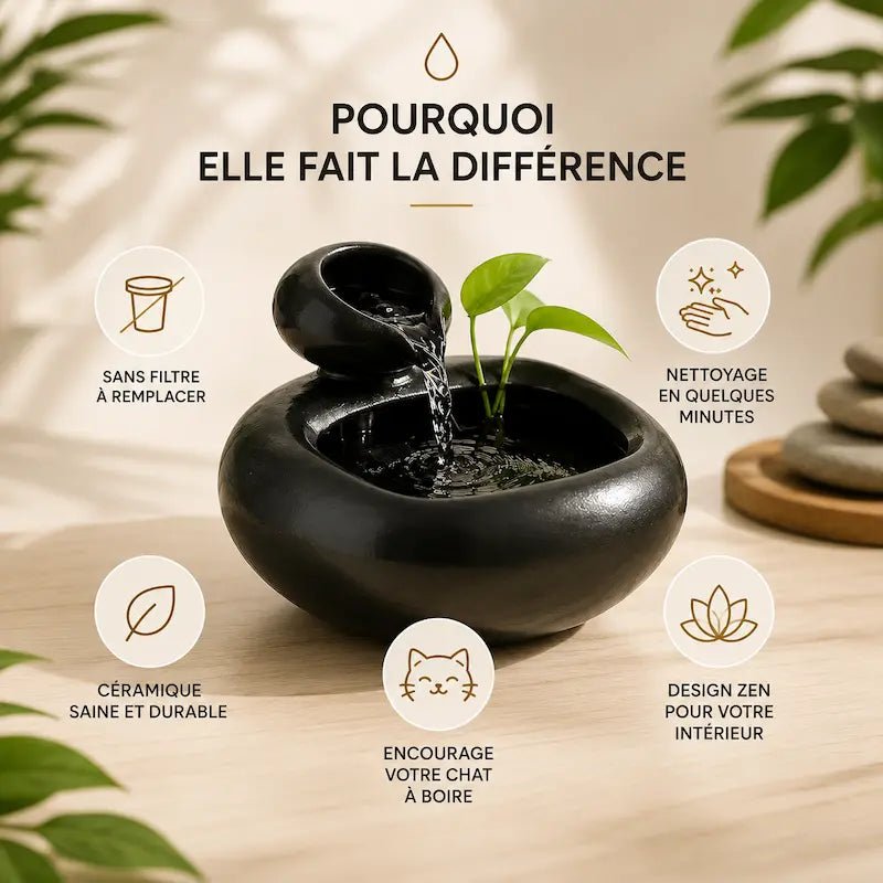 Fontaine à eau chat céramique sans filtre - Éco et zen | ClayFlow
