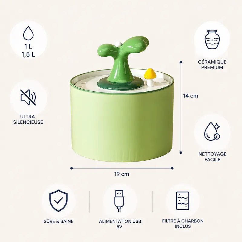Fontaine à eau pour chat ultra silencieuse céramique | ZenCeram