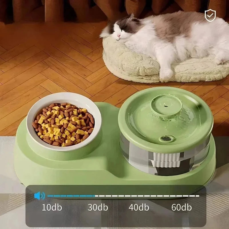 Fontaine eau & croquettes chat - 2-en-1 pratique | DuoFlow